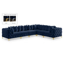  Manufacturer Color_Navy -- Tremblay 139" Navy Velvet Upholstered 6 pc Modular Sectional IMAGE 1