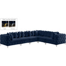  Manufacturer Color_Navy -- Tremblay 139" Navy Velvet Upholstered 6 pc Modular Sectional IMAGE 2