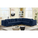  Manufacturer Color_Navy -- Tremblay 139" Navy Velvet Upholstered 6 pc Modular Sectional IMAGE 4