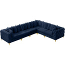  Manufacturer Color_Navy -- Tremblay 139" Navy Velvet Upholstered 6 pc Modular Sectional IMAGE 5