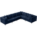  Manufacturer Color_Navy -- Tremblay 139" Navy Velvet Upholstered 6 pc Modular Sectional IMAGE 6