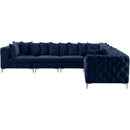 Manufacturer Color_Navy -- Tremblay 139" Navy Velvet Upholstered 6 pc Modular Sectional IMAGE 8