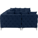  Manufacturer Color_Navy -- Tremblay 139" Navy Velvet Upholstered 6 pc Modular Sectional IMAGE 10