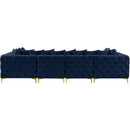  Manufacturer Color_Navy -- Tremblay 139" Navy Velvet Upholstered 6 pc Modular Sectional IMAGE 13