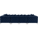  Manufacturer Color_Navy -- Tremblay 139" Navy Velvet Upholstered 6 pc Modular Sectional IMAGE 14