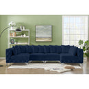  Manufacturer Color_Navy -- Tremblay 139" Navy Velvet Upholstered 6 pc Modular Sectional IMAGE 4