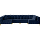  Manufacturer Color_Navy -- Tremblay 139" Navy Velvet Upholstered 6 pc Modular Sectional IMAGE 5