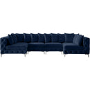  Manufacturer Color_Navy -- Tremblay 139" Navy Velvet Upholstered 6 pc Modular Sectional IMAGE 6