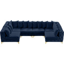  Manufacturer Color_Navy -- Tremblay 139" Navy Velvet Upholstered 6 pc Modular Sectional IMAGE 7