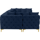  Manufacturer Color_Navy -- Tremblay 139" Navy Velvet Upholstered 6 pc Modular Sectional IMAGE 9