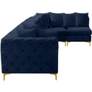  Manufacturer Color_Navy -- Tremblay 169" Navy Velvet Upholstered 6 pc Modular Sectional IMAGE 11