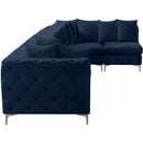  Manufacturer Color_Navy -- Tremblay 169" Navy Velvet Upholstered 6 pc Modular Sectional IMAGE 12