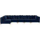  Manufacturer Color_Navy -- Tremblay 169" Navy Velvet Upholstered 6 pc Modular Sectional IMAGE 5