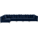  Manufacturer Color_Navy -- Tremblay 169" Navy Velvet Upholstered 6 pc Modular Sectional IMAGE 6