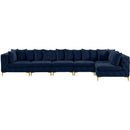  Manufacturer Color_Navy -- Tremblay 169" Navy Velvet Upholstered 6 pc Modular Sectional IMAGE 7
