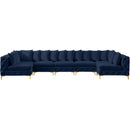  Manufacturer Color_Navy -- Tremblay 169" Navy Velvet Upholstered 7 pc Modular Sectional IMAGE 5