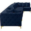  Manufacturer Color_Navy -- Tremblay 198" Navy Velvet Upholstered 7 pc Modular Sectional IMAGE 11