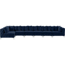  Manufacturer Color_Navy -- Tremblay 198" Navy Velvet Upholstered 7 pc Modular Sectional IMAGE 8