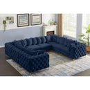  Manufacturer Color_Navy -- Tremblay 139" Navy Velvet Upholstered 8 pc Modular Sectional IMAGE 3