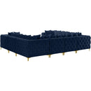 Manufacturer Color_Navy -- Tremblay 139" Navy Velvet Upholstered 8 pc Modular Sectional IMAGE 9