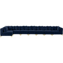  Manufacturer Color_Navy -- Tremblay 228" Navy Velvet Upholstered 8 pc Modular Sectional IMAGE 5