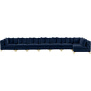  Manufacturer Color_Navy -- Tremblay 228" Navy Velvet Upholstered 8 pc Modular Sectional IMAGE 7