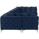  Manufacturer Color_Navy -- Tremblay 198" Navy Velvet Upholstered 9 pc Modular Sectional IMAGE 10