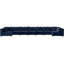  Manufacturer Color_Navy -- Tremblay 198" Navy Velvet Upholstered 9 pc Modular Sectional IMAGE 5