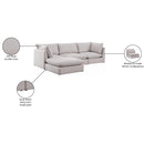  Manufacturer Color_Beige -- Meridian Mackenzie Fabric 4 pc Sectional IMAGE 15