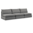  Manufacturer Color_Grey -- Mackenzie 120" Grey Linen Textured Fabric Upholstered 3 pc Armless Modular Sofa IMAGE 1