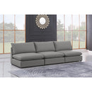  Manufacturer Color_Grey -- Mackenzie 120" Grey Linen Textured Fabric Upholstered 3 pc Armless Modular Sofa IMAGE 2