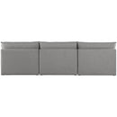  Manufacturer Color_Grey -- Mackenzie 120" Grey Linen Textured Fabric Upholstered 3 pc Armless Modular Sofa IMAGE 3