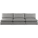  Manufacturer Color_Grey -- Mackenzie 120" Grey Linen Textured Fabric Upholstered 3 pc Armless Modular Sofa IMAGE 4
