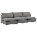  Manufacturer Color_Grey -- Mackenzie 120" Grey Linen Textured Fabric Upholstered 3 pc Armless Modular Sofa IMAGE 7