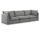 Manufacturer Color_Grey -- Mackenzie 120" Grey Linen Textured Fabric Upholstered 3 pc Modular Sofa IMAGE 1