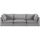  Manufacturer Color_Grey -- Mackenzie 120" Grey Linen Textured Fabric Upholstered 3 pc Modular Sofa IMAGE 4