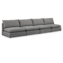  Manufacturer Color_Grey -- Mackenzie 160" Grey Linen Textured Fabric Upholstered 4 pc Armless Modular Sofa IMAGE 1