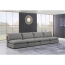  Manufacturer Color_Grey -- Mackenzie 160" Grey Linen Textured Fabric Upholstered 4 pc Armless Modular Sofa IMAGE 2