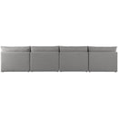  Manufacturer Color_Grey -- Mackenzie 160" Grey Linen Textured Fabric Upholstered 4 pc Armless Modular Sofa IMAGE 3
