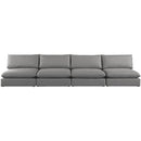  Manufacturer Color_Grey -- Mackenzie 160" Grey Linen Textured Fabric Upholstered 4 pc Armless Modular Sofa IMAGE 4