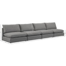  Manufacturer Color_Grey -- Mackenzie 160" Grey Linen Textured Fabric Upholstered 4 pc Armless Modular Sofa IMAGE 7