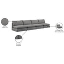  Manufacturer Color_Grey -- Mackenzie 160" Grey Linen Textured Fabric Upholstered 4 pc Armless Modular Sofa IMAGE 8