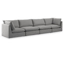  Manufacturer Color_Grey -- Mackenzie 160" Grey Linen Textured Fabric Upholstered 4 pc Modular Sofa IMAGE 1