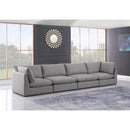  Manufacturer Color_Grey -- Mackenzie 160" Grey Linen Textured Fabric Upholstered 4 pc Modular Sofa IMAGE 2
