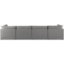  Manufacturer Color_Grey -- Mackenzie 160" Grey Linen Textured Fabric Upholstered 4 pc Modular Sofa IMAGE 3