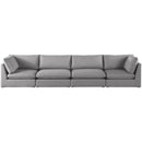  Manufacturer Color_Grey -- Mackenzie 160" Grey Linen Textured Fabric Upholstered 4 pc Modular Sofa IMAGE 4