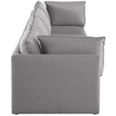  Manufacturer Color_Grey -- Mackenzie 160" Grey Linen Textured Fabric Upholstered 4 pc Modular Sofa IMAGE 5
