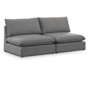  Manufacturer Color_Grey -- Mackenzie 80" Grey Linen Textured Fabric Upholstered 2 pc Armless Modular Loveseat IMAGE 1