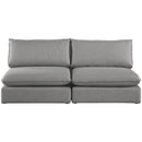  Manufacturer Color_Grey -- Mackenzie 80" Grey Linen Textured Fabric Upholstered 2 pc Armless Modular Loveseat IMAGE 4