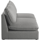  Manufacturer Color_Grey -- Mackenzie 80" Grey Linen Textured Fabric Upholstered 2 pc Armless Modular Loveseat IMAGE 5